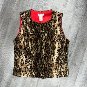 Allison Taylor Leopard Zip Up Vest, size 4